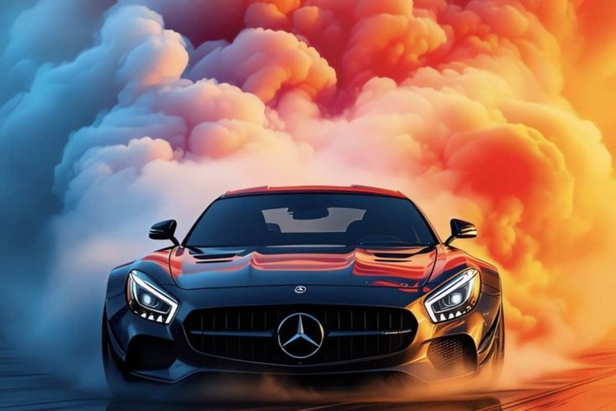 Mercedes-Benz AMG C63 racing on Tokyo track in FR Legends Mod APK